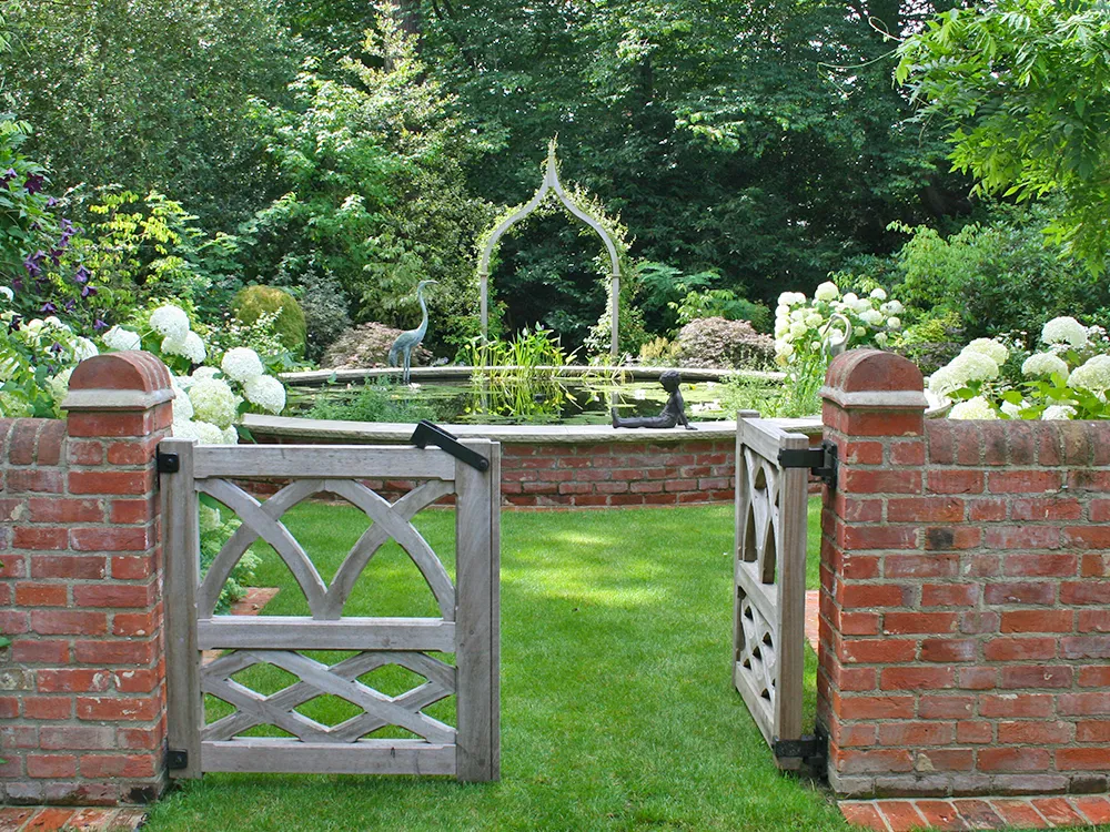 Gothic style arch and wooden gates