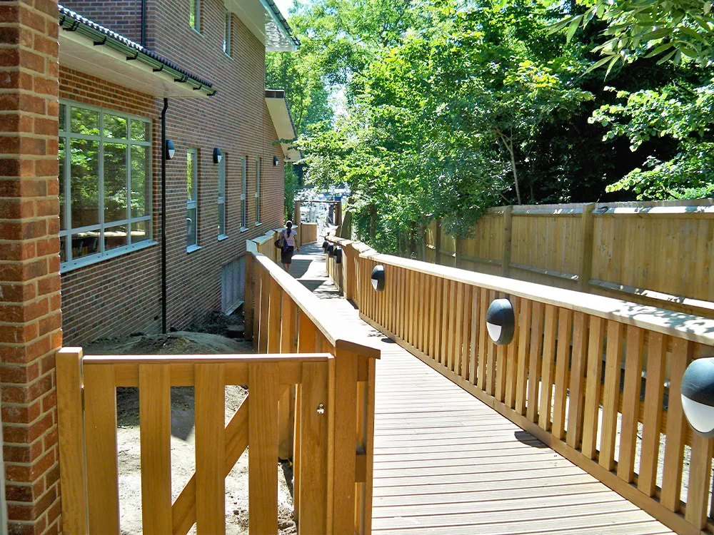 bespoke bridge with outside lights